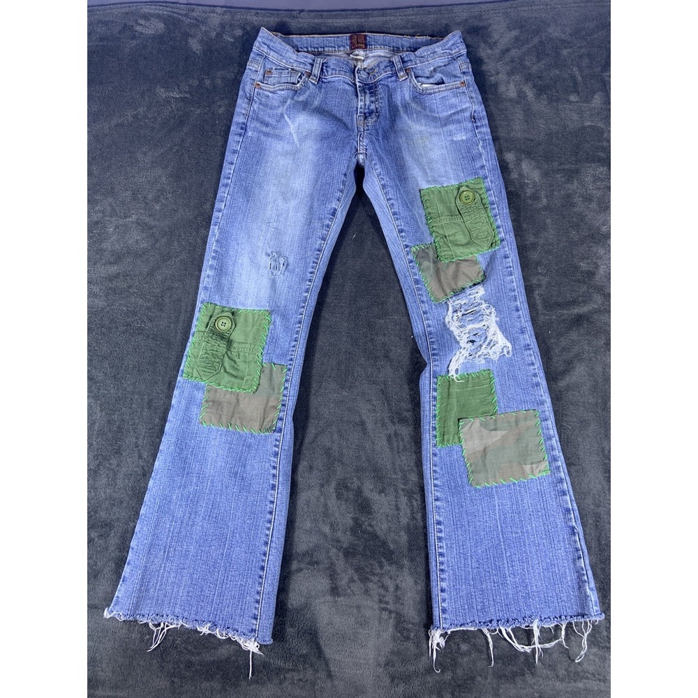 Y2K Rare 7 Of All Mankind Patchwork Denim Bootcut Women's Jeans Size 7